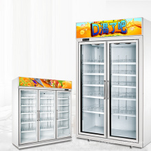Supermarket glass door corner beverage refrigerated showcase display cabinet